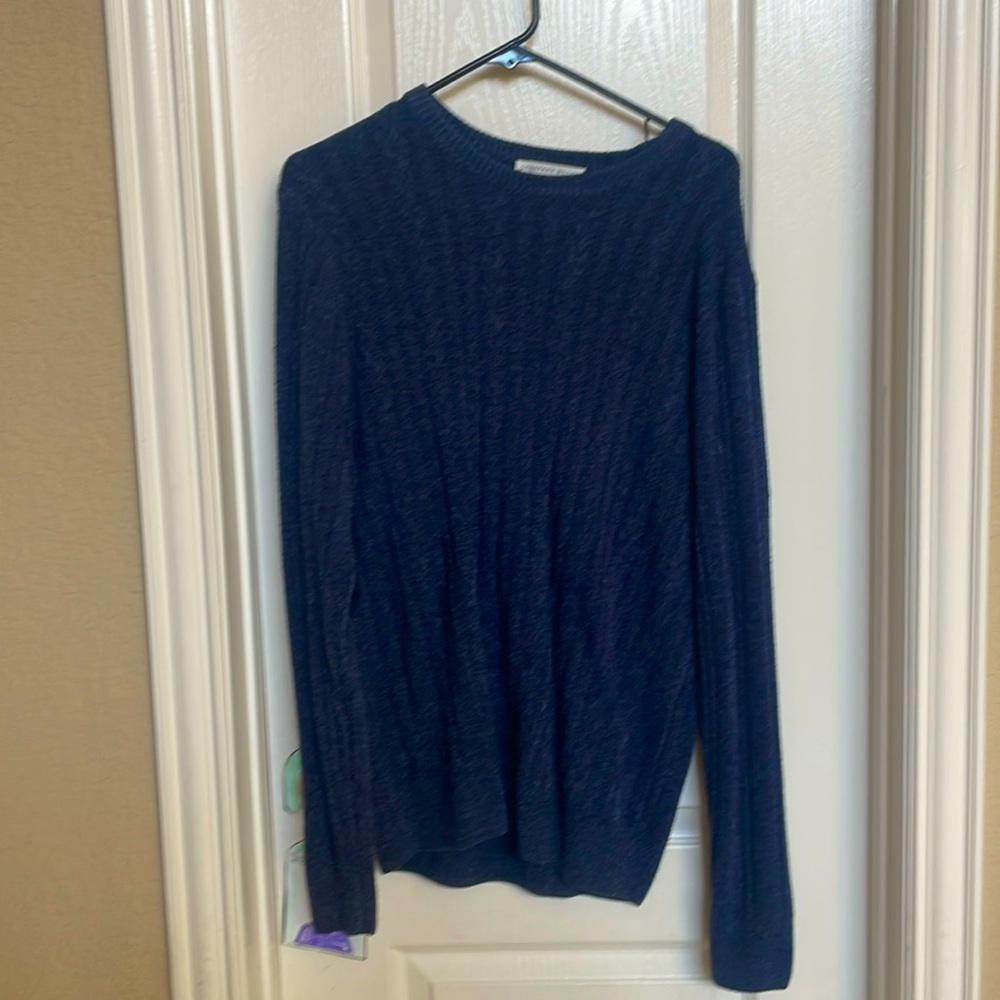 Geoffrey Beene navy blue cable knit sweater size large